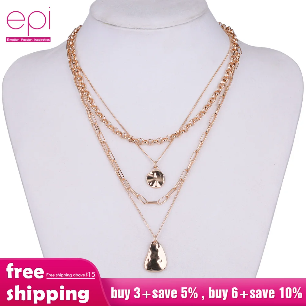 EPI многослойное ожерелье-цепочка с круглым ожерелье подвеской в виде полумесяца