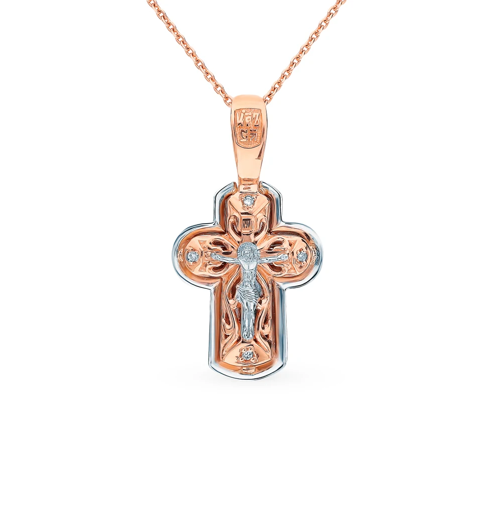 Серебряная подвеска с бриллиантами SUNLIGHT проба 585|Подвески| |