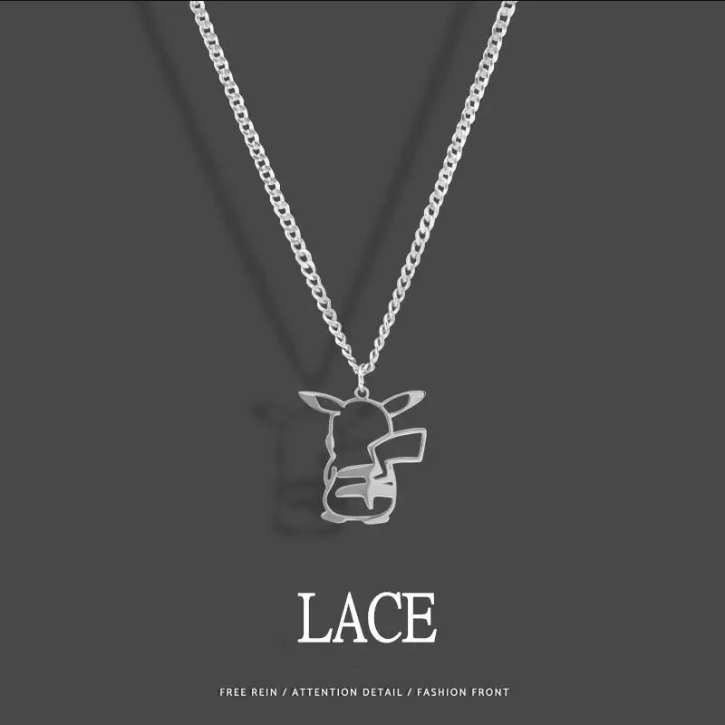 

Japanese anime Pokemon Pikachu simple ins niche design pendant hip-hop trend cartoon metal necklace holiday gift