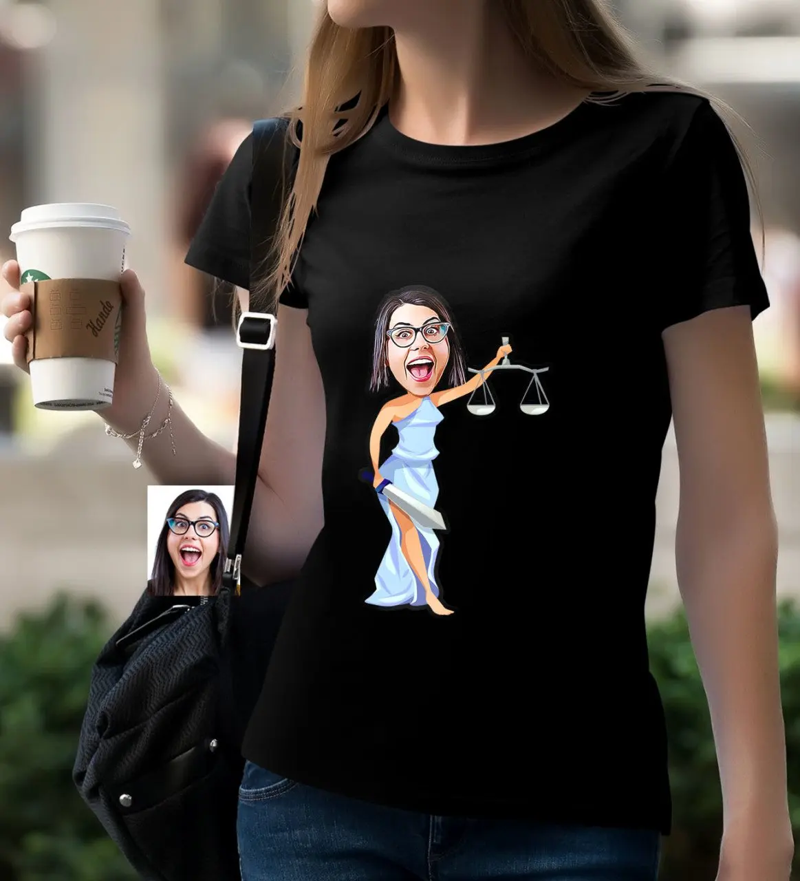 

Персонализированные Для женщин прокурора карикатура черного T-Shirt-2