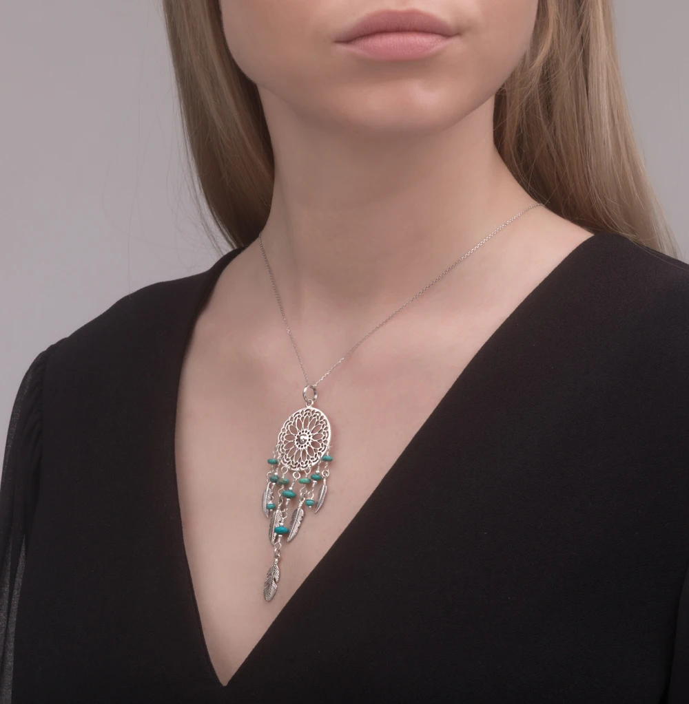 Серебряная подвеска с бирюзой SUNLIGHT проба 925 | Украшения и аксессуары