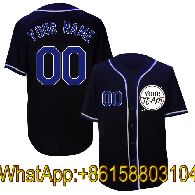 Черная бейсбольная футболка с вышитым логотипом вашей команды любой стиль