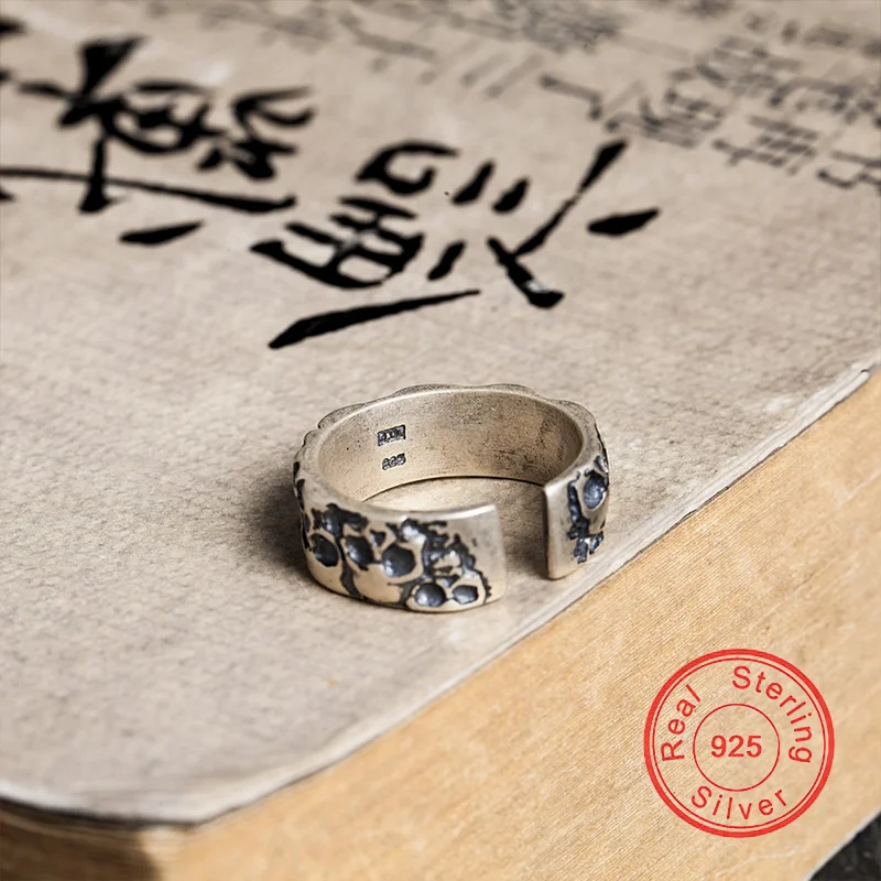 New 100% 925 Sterling Silver Skull Gothic Punk Rings For Men Women Mortorcycle Biker Party Vintage Adjustable Fine Jewelry Gift