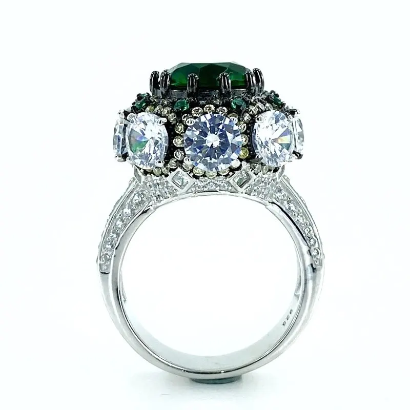 Итальянское кольцо из стерлингового серебра 925 пробы с изумрудом и