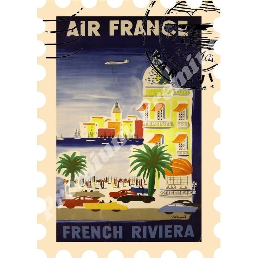 Париж Франция Сувенирный магнит Винтажный туристический плакат|Магниты на