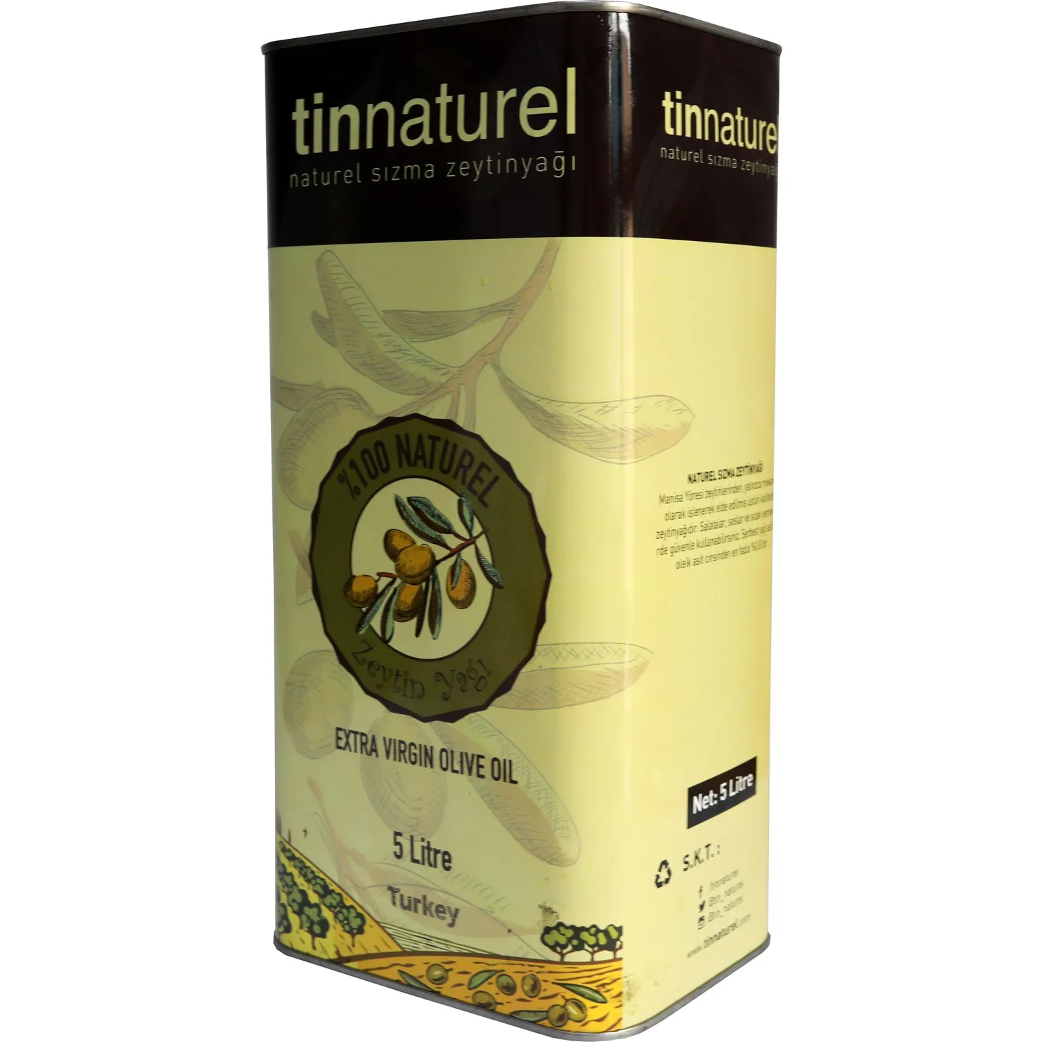 

Tinnaturel Olive oil 5 lt Natural Organic Cold-Pressed Quality Delicious Turkish Olive oil