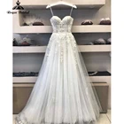 Очаровательное милое кружевное ТРАПЕЦИЕВИДНОЕ свадебное платье на бретелях-спагетти 2022 Сетчатое свадебное платье с аппликацией женское платье для вечеринки
