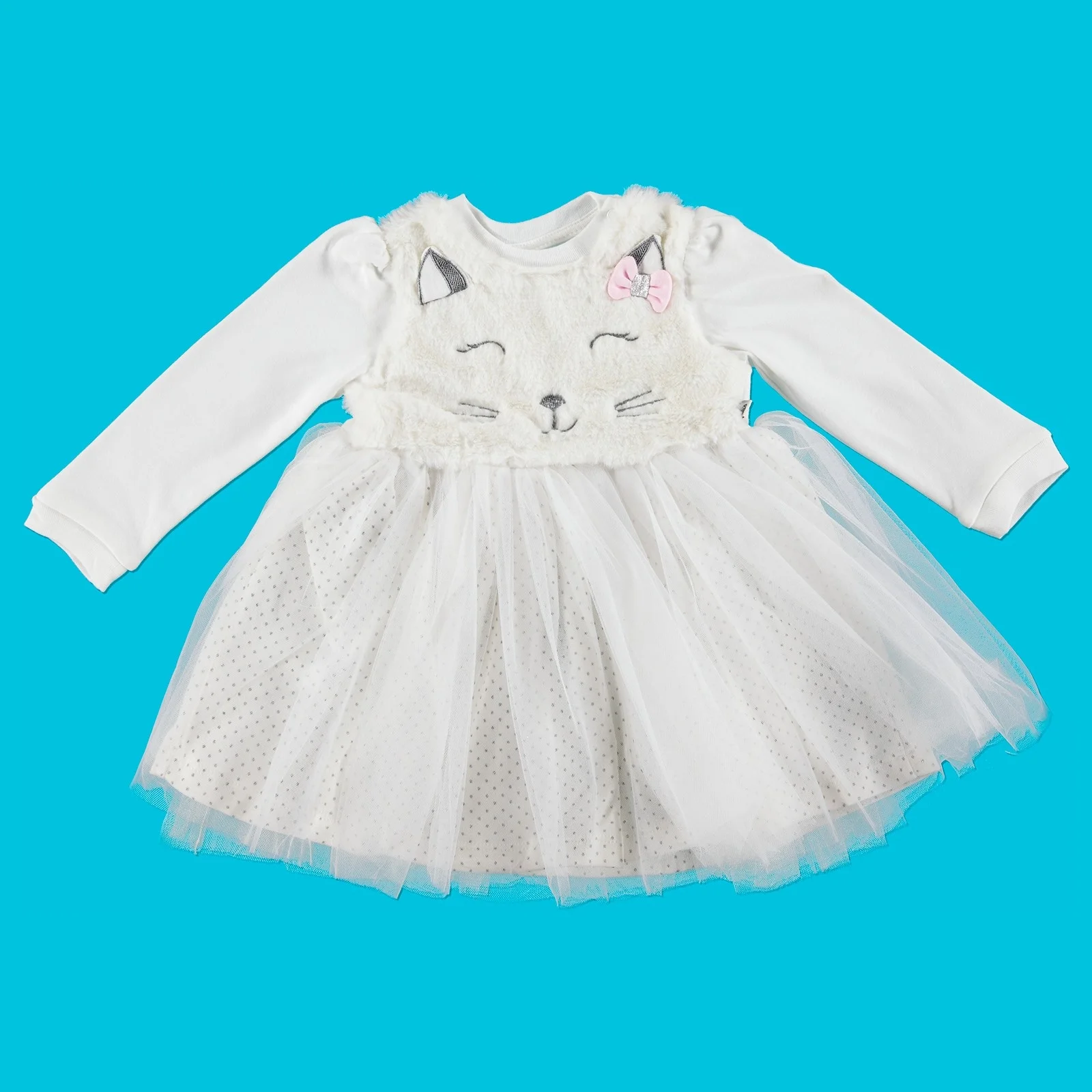 Ebebek Mymio/платье-интерлок из тюля с изображением котенка для маленьких девочек |
