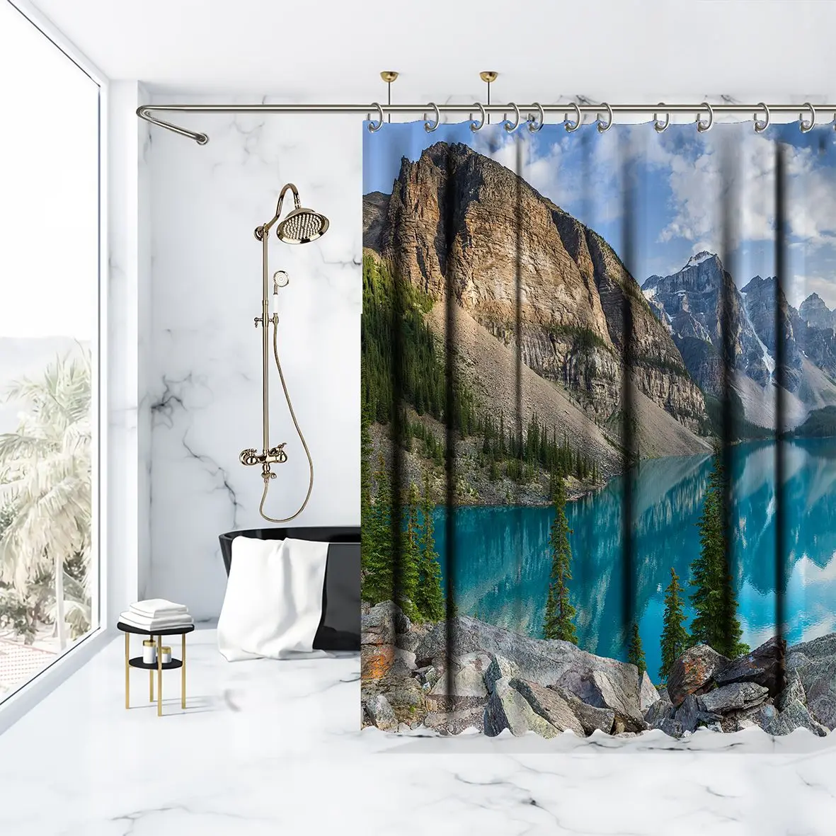 Занавеска для душа Moraine озеро с Скалистыми горами панорама в Banff Канада