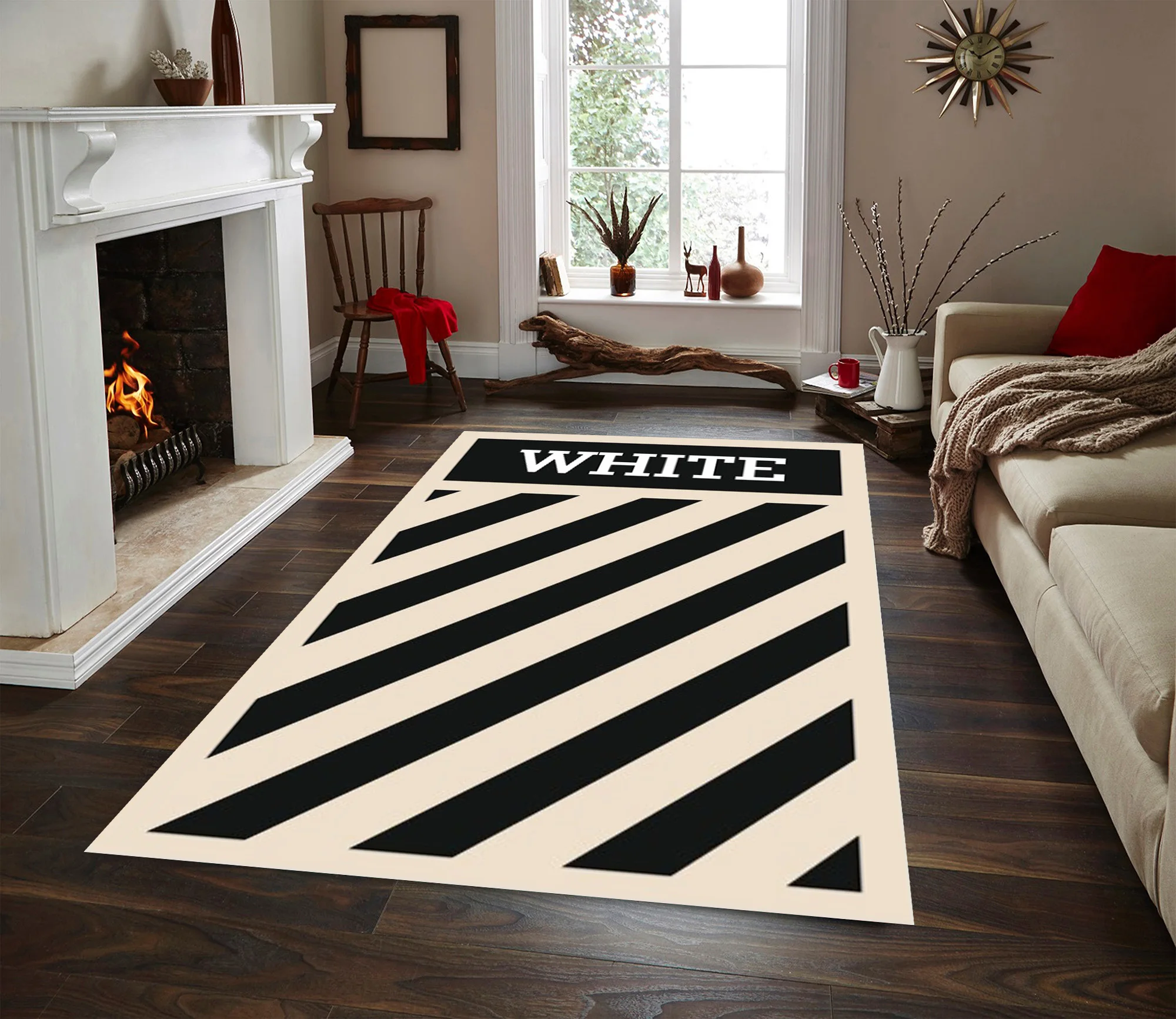 

Hot Black White Striped Decor Rugs,2021 New Autumn Season Carpets, Non-Slip Kitchen Rug, area Rug Modern Carpet, Design Rug