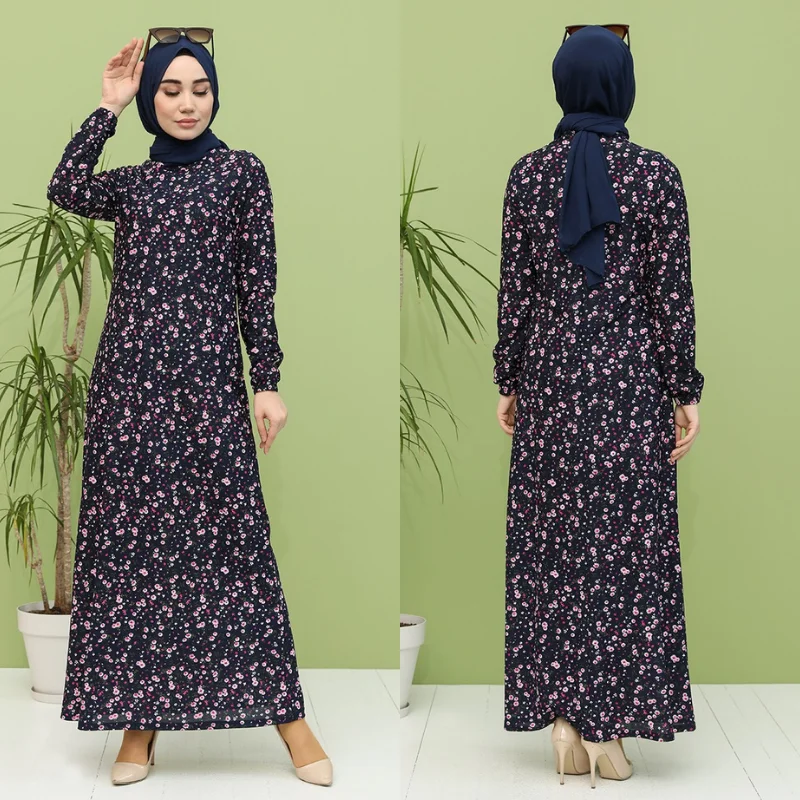 Женское винтажное платье с цветочным принтом длинным рукавом и оборками |