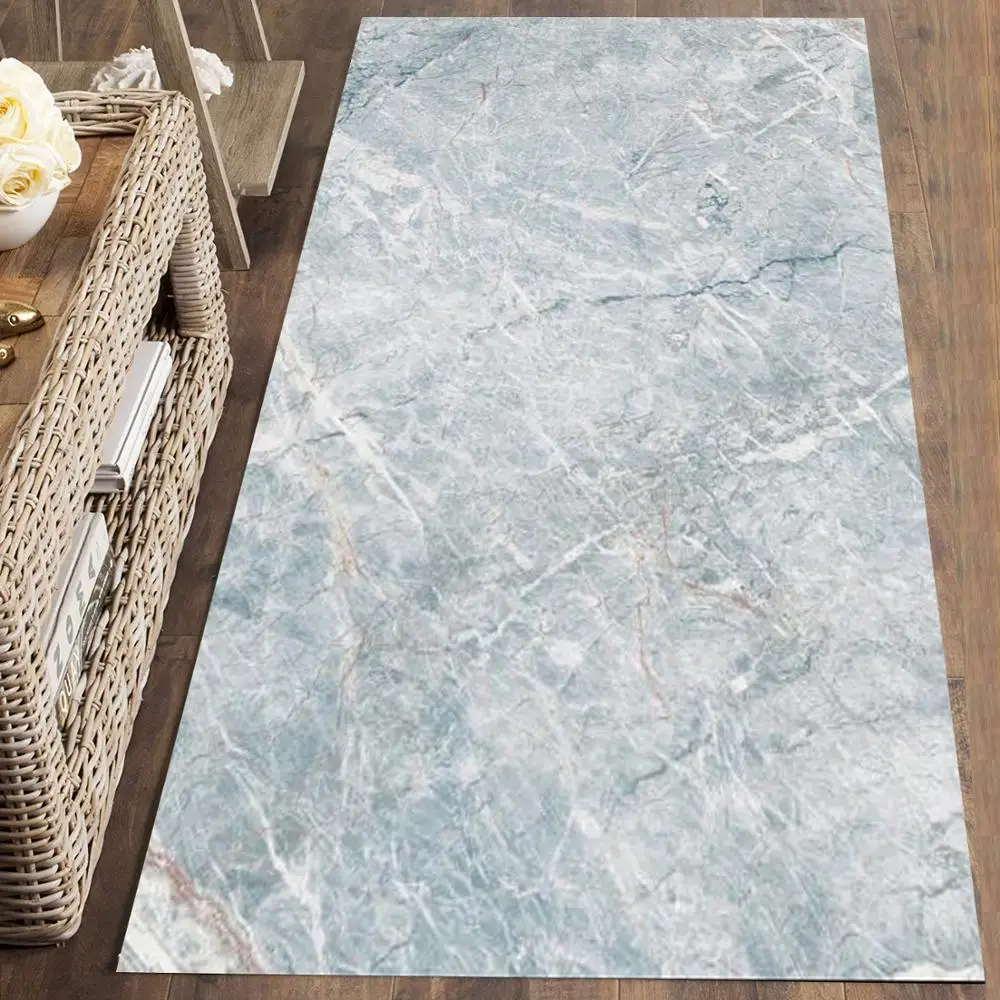 Коврики из микрофибры с 3D-принтом синие и белые мраморные камни нордек скандинав