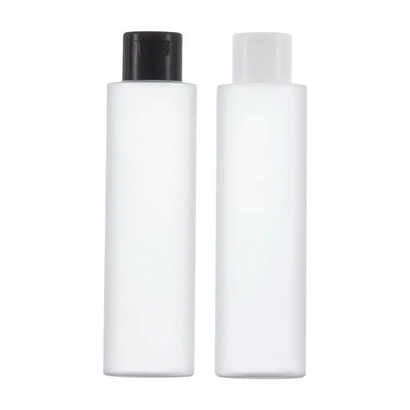 

200ml frosted plastic PET BOTTLE white black flip lid for emulsion lotion toner toilet flower water essence liquid packing