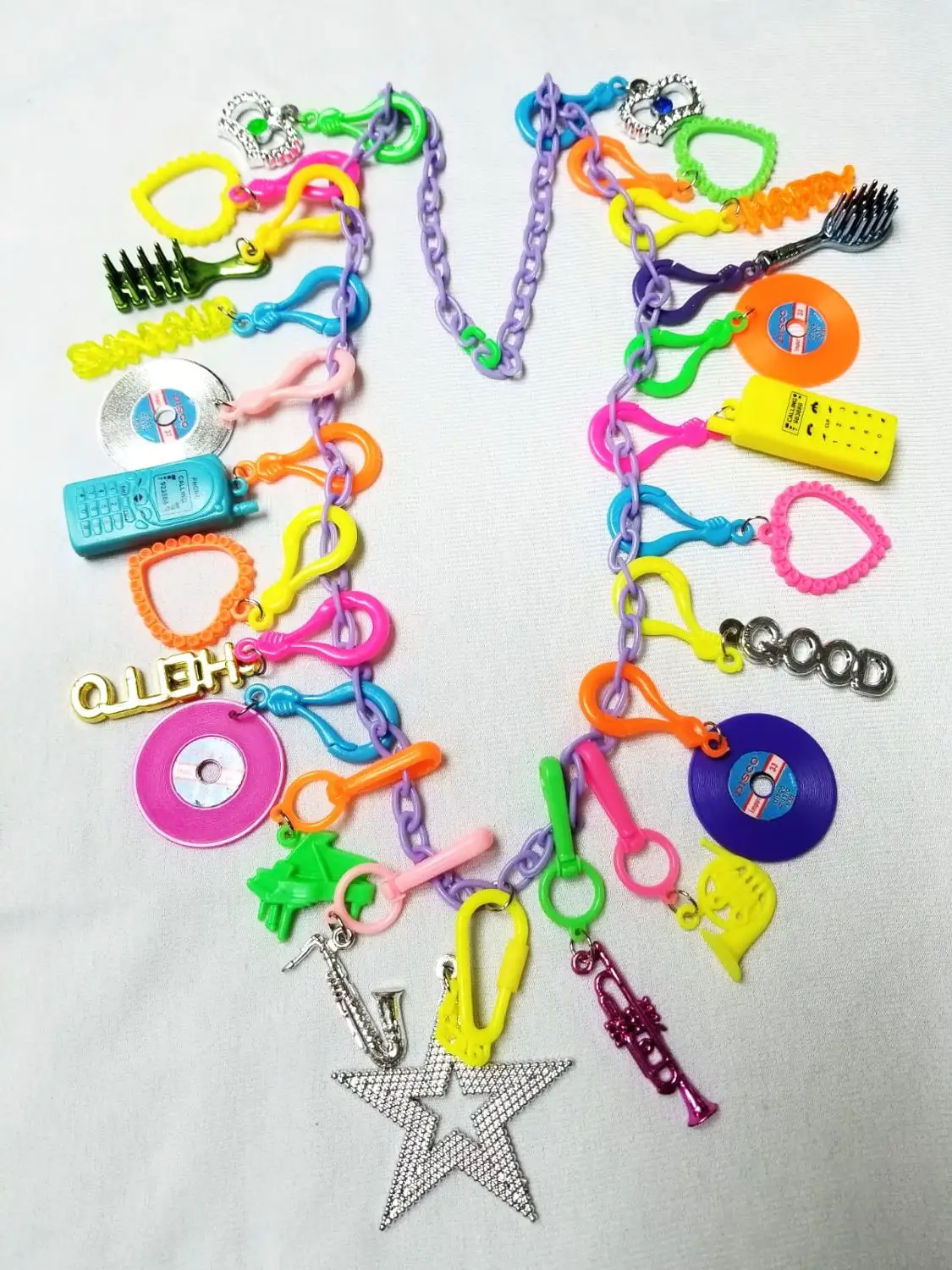 Винтажные пластмассовые шармы ожерелье в стиле ретро 23 дюйма 80 см 1 комплект|carnival