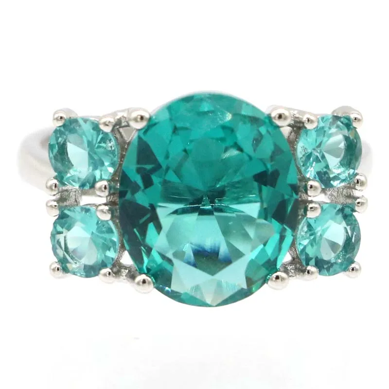 18x12 мм Изящный Тонкий Синий Аквамарин для женщин Повседневная одежда серебряные