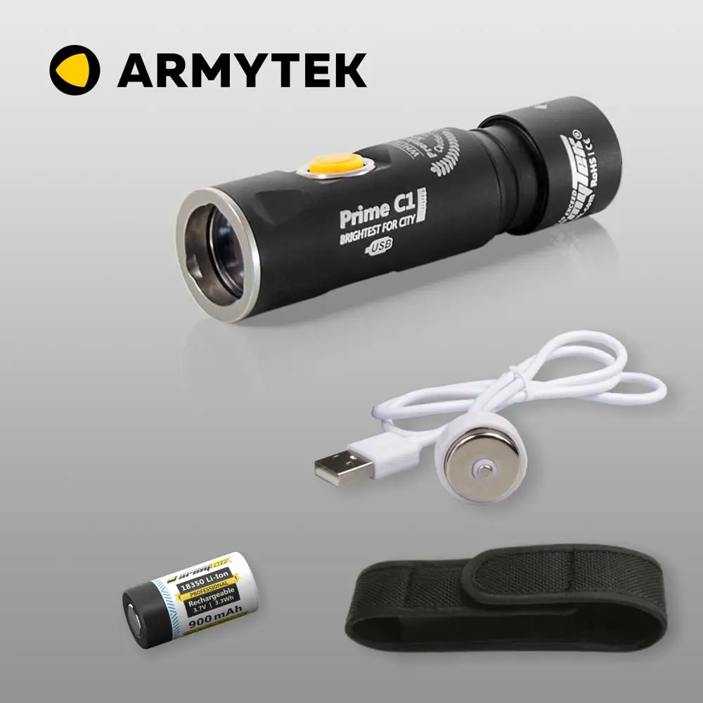 Светодиодный Фонарь Armytek Prime C2 XP-L 1050 LED Lumens + Магнитная зарядка 18350 Li-Ion аккумулятор