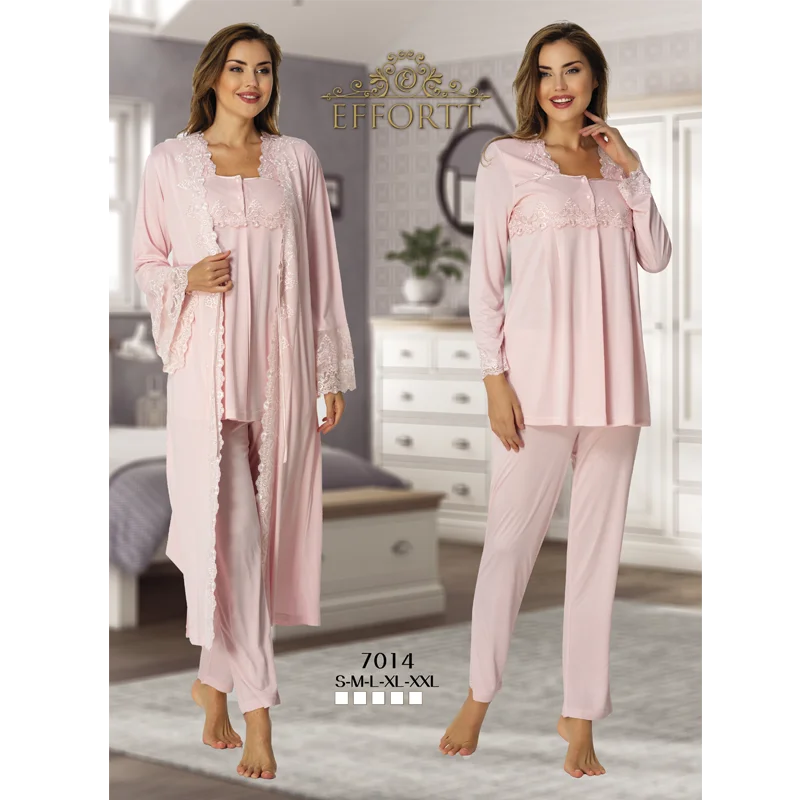 Women's Pajamas Set And Dressing Gown Turkish Cotton Production Lacy Pregnant Hospital Birth Comfortable Home Wear Soft Fabric enlarge