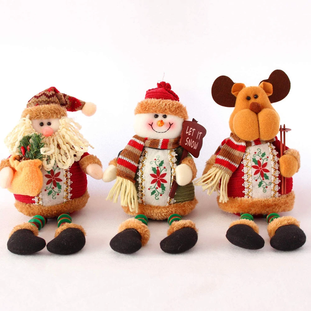 Рождественские украшения плюшевые игрушки длинные ноги Санта Клаус Снеговик