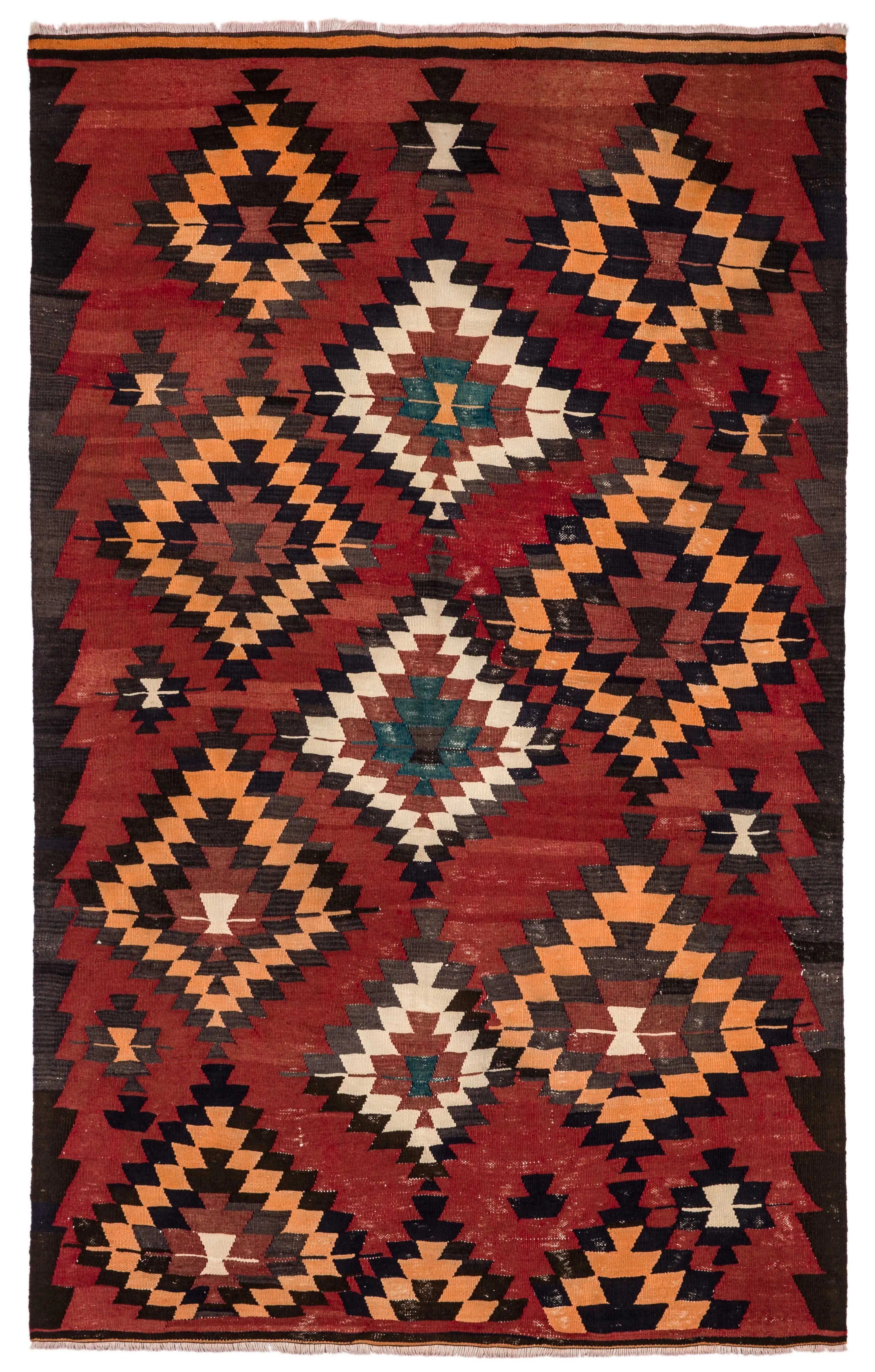 

Red Rustic Denizli Rug 4.5x3.1 feet Hand Weave Wool Accent Rug 225x138cm Antique Wool Kilim Rug 1970s Turkish Area Rug