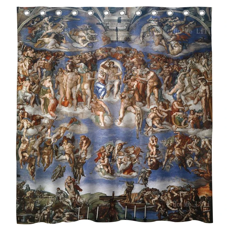 

The Sistine Chapel At Last Judgment Of Michelangelo Buonarrotti Art Renaissance Painting Shower Curtain By Ho Me Lili