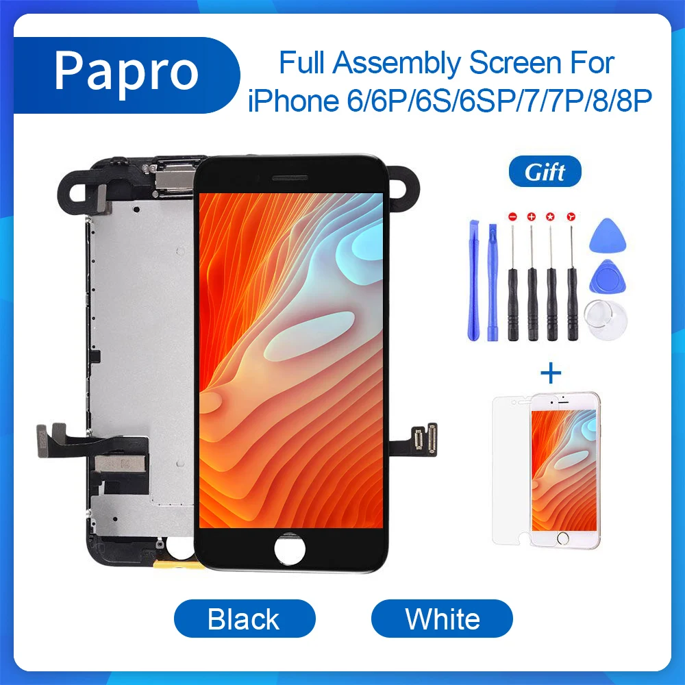 

Верхняя полная сборка для iPhone 6 6s 7 8 Plus сменный дисплей 3D сенсорный экран дигитайзер с фронтальной камерой наушник с подарком