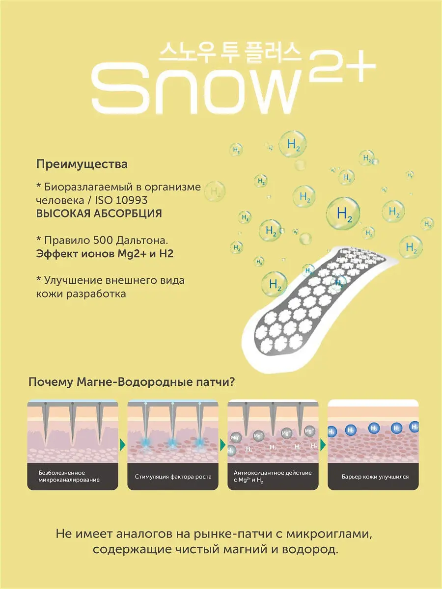Магниевые микроигольные патчи для лица Snow2+ Magnesium Micro Intensive Multi Care for Wrinkle and Whitening на 2
