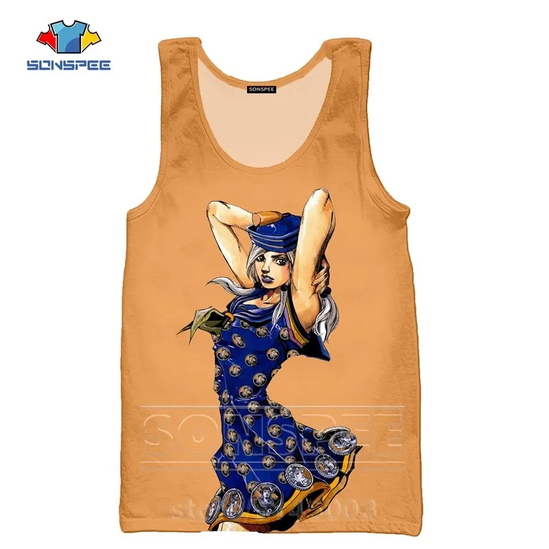 Мужская майка без рукавов с 3D принтом JoJo необычная безрукавка модная для мужчин и