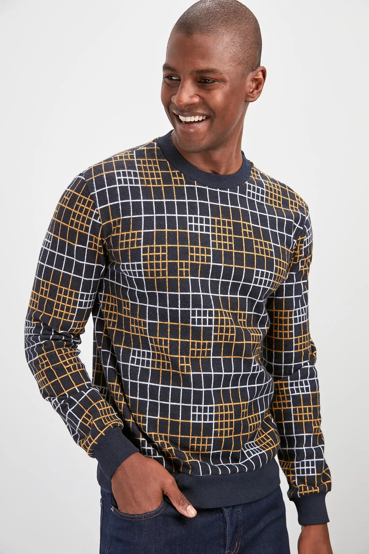 Trendyol Male Long Sleeve Textured Bike Collar Sweater TMNAW20KZ1244 |