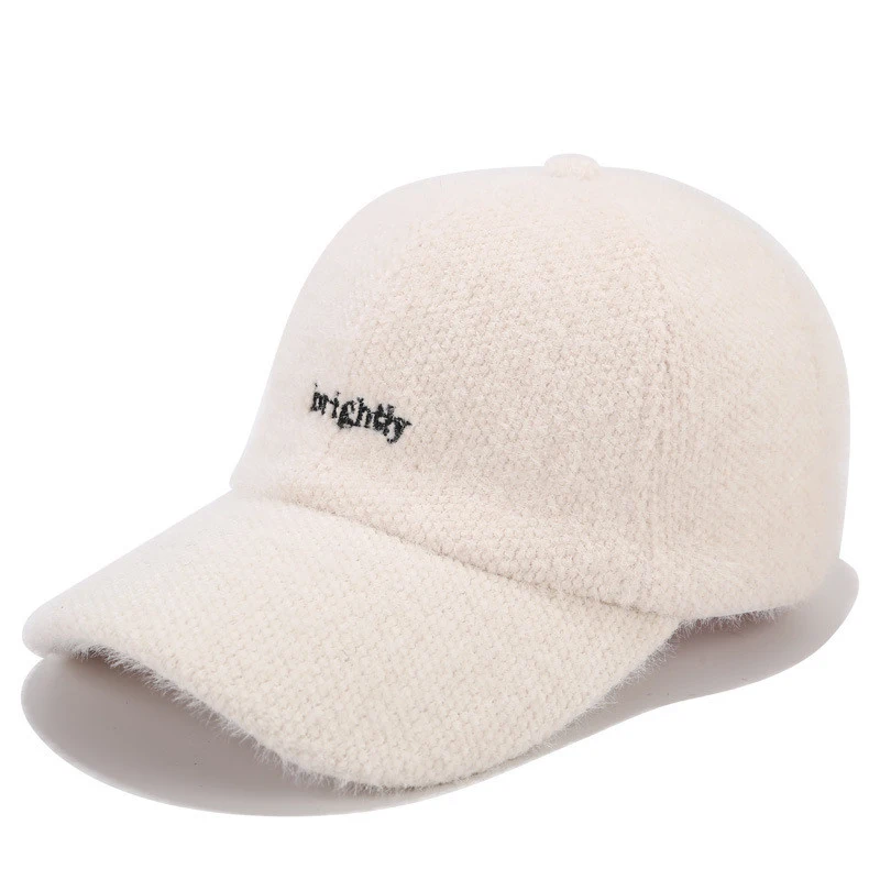 Hat Female Autumn Winter Woolen Warm Baseball Cap Student Couple Casual Letter Embroidery Cap All-match Gifts a127