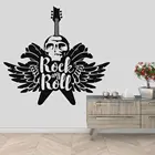 Рок-н-ролл, гитара с черепом и наклейка на стену Наклейка на крыло для украшения дома и музыкальной комнаты A001682