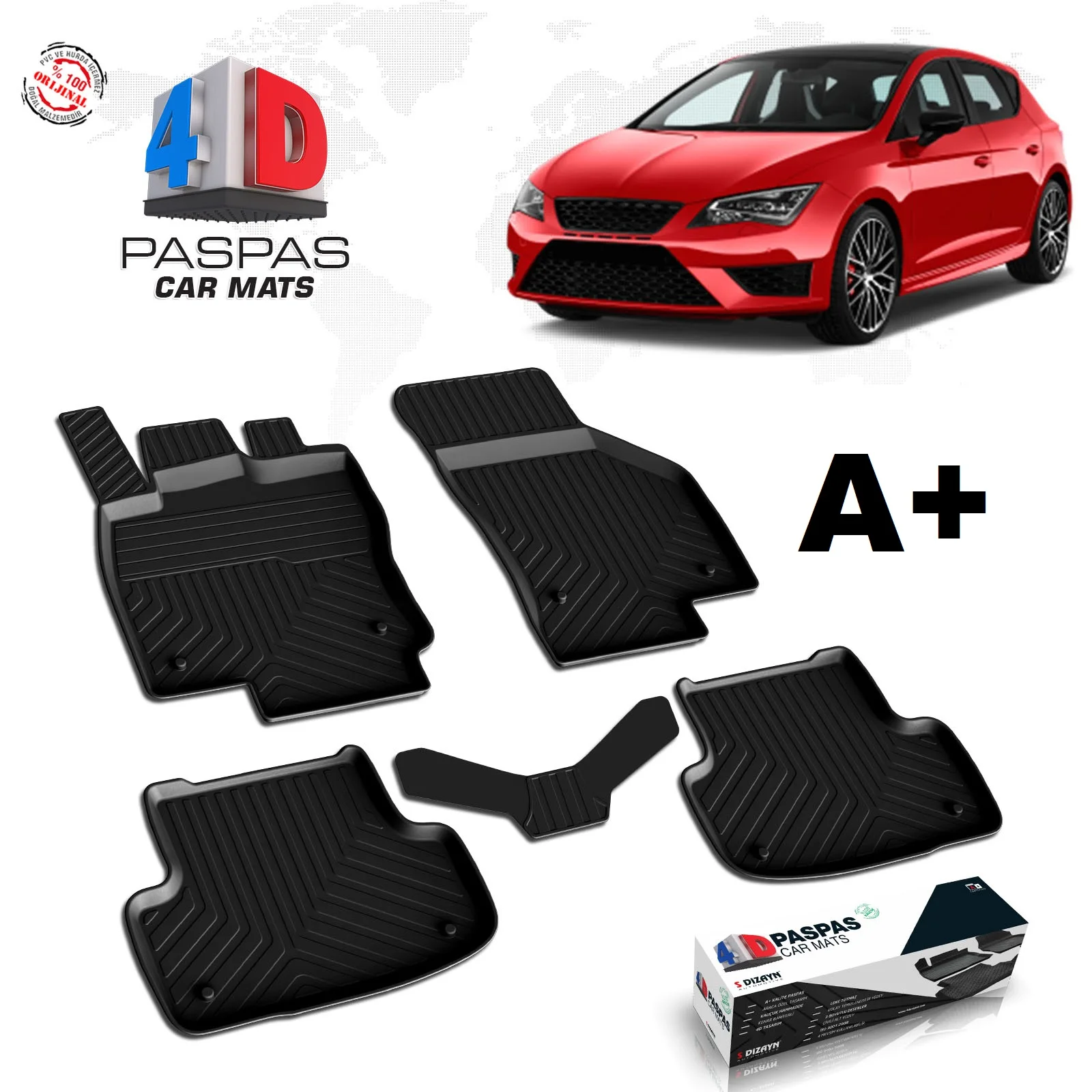 

Резиновый коврик для SEAT LEON MK3 5F, противоскользящий, 2013, 2014, 2016, 2017, 2018, 2019, 2020