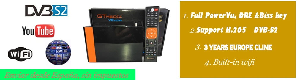 Freesat v7 hd спутниковый ресивер gtmedia v7s декодер gtmedia v7hd Европа Cline на 1 год 1080P USB Wifi Испания Португалия каналы