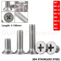 m1 m1 2 m1 4 m1 6 m2 m3 m4 flat head countersunk machine screw phillips drive bolt 3 100mm coarse thread a2 304 stainless steel