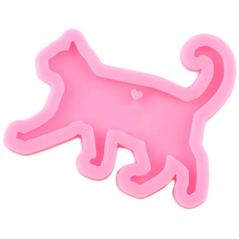 

Shiny Glossy Cat Walking Necklace Jewelry Epoxy Mould Crafting Keychain Silicone Resin Molds Pendant Polymer Clay Moulds