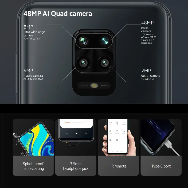 Глобальная Версия Xiaomi Redmi Note 9S 4 Гб RAM 64 ROM (абсолютно новый/Герметичный) redmi note 9s note9s