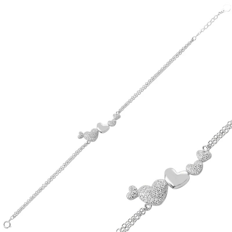 

Silver 925 Sterling Zircon Heart Bracelet