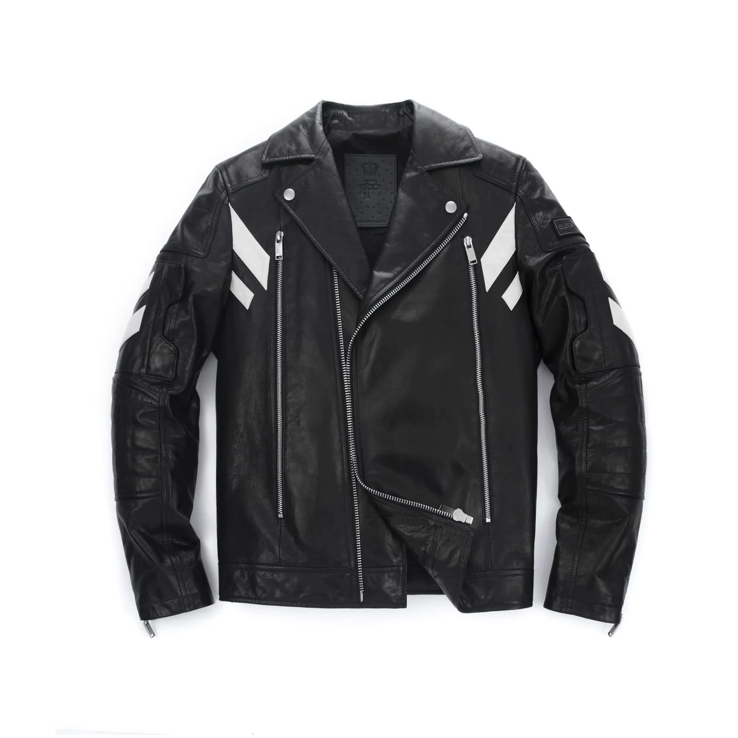 Кожаная куртка из шкуры ягненка с черной вышивкой Varsity Letterman | - Цена: 22030.65