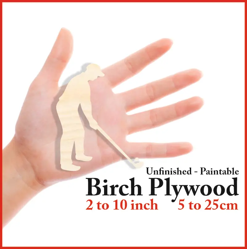 

Golfer Silhouette Laser Cut Out Wood Shape Craft Supply Unfinished Paintable