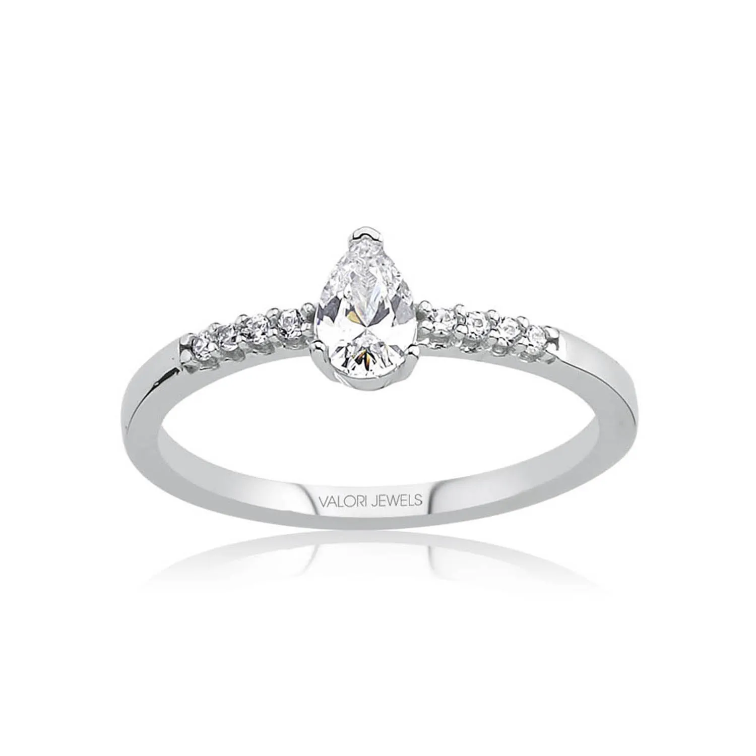 

Valori Jewels 0.33 Carat, Zirconia White Pear Gemstone, Rhodium Plated, Sterling Silver Solitaire Ring