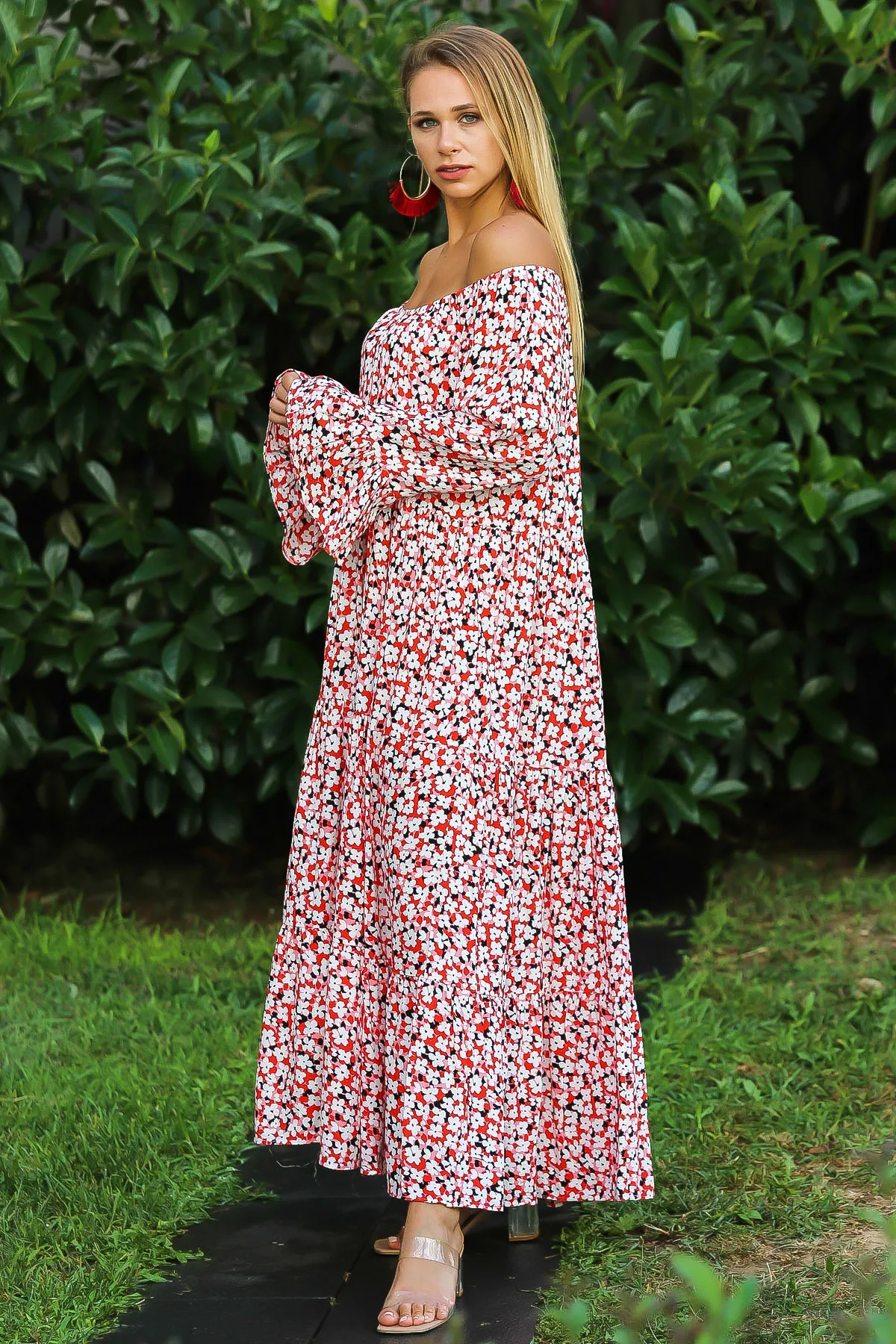 Богемное платье с длинными рукавами в стиле Кармен | Женская одежда