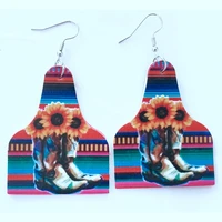 leopard serape cactus boots earrings sublimation country cow tag earrings die cutt western cowboy sunflower