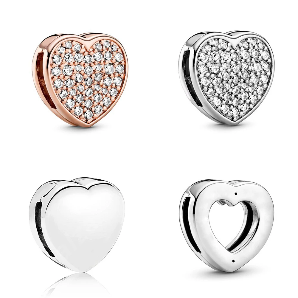 

2020 Chinese New Year, Valentine's Day, Leisure Hand, Reflection Pave Rose Gold, Logo Heart Clip Diy Bracelet Original Jewelry