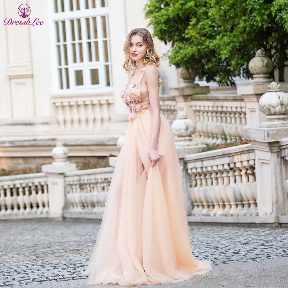 Новинка 2020 официальное вечернее платье длинное газовое с V-образным вырезом и