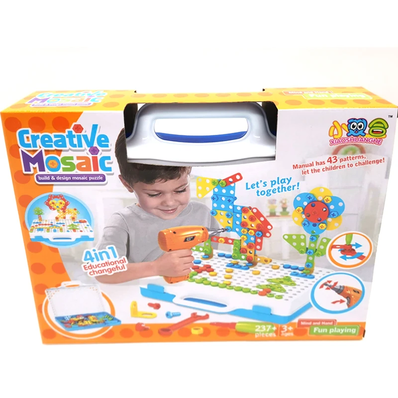 Шуруповерт Конструктор мозаика DIY Электрическая дрель гайка инструмент для