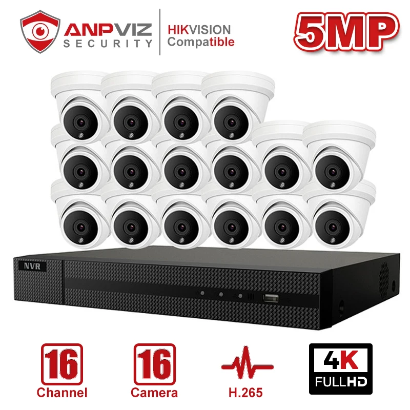 Anpviz 16CH 4K NVR 5MP купольная POE IP камера комплект ONVIF домашняя/уличная Безопасность