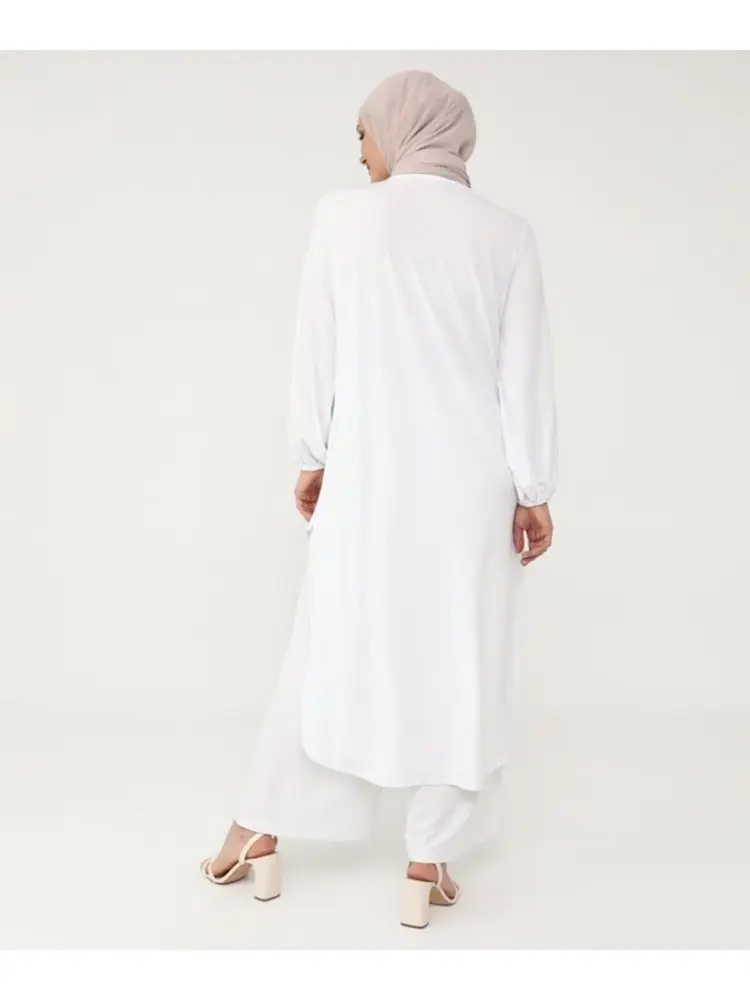 

Sandy Back Long Tunic Crew Neck Long Sleeve Simple Minimal Elegance Modest Women's Clothing Muslim Hijab Fashion