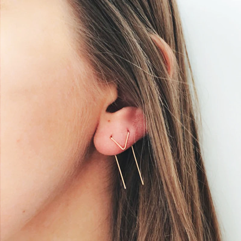 Женские серьги с двумя отверстиями из серебра 925 пробы | Украшения и аксессуары