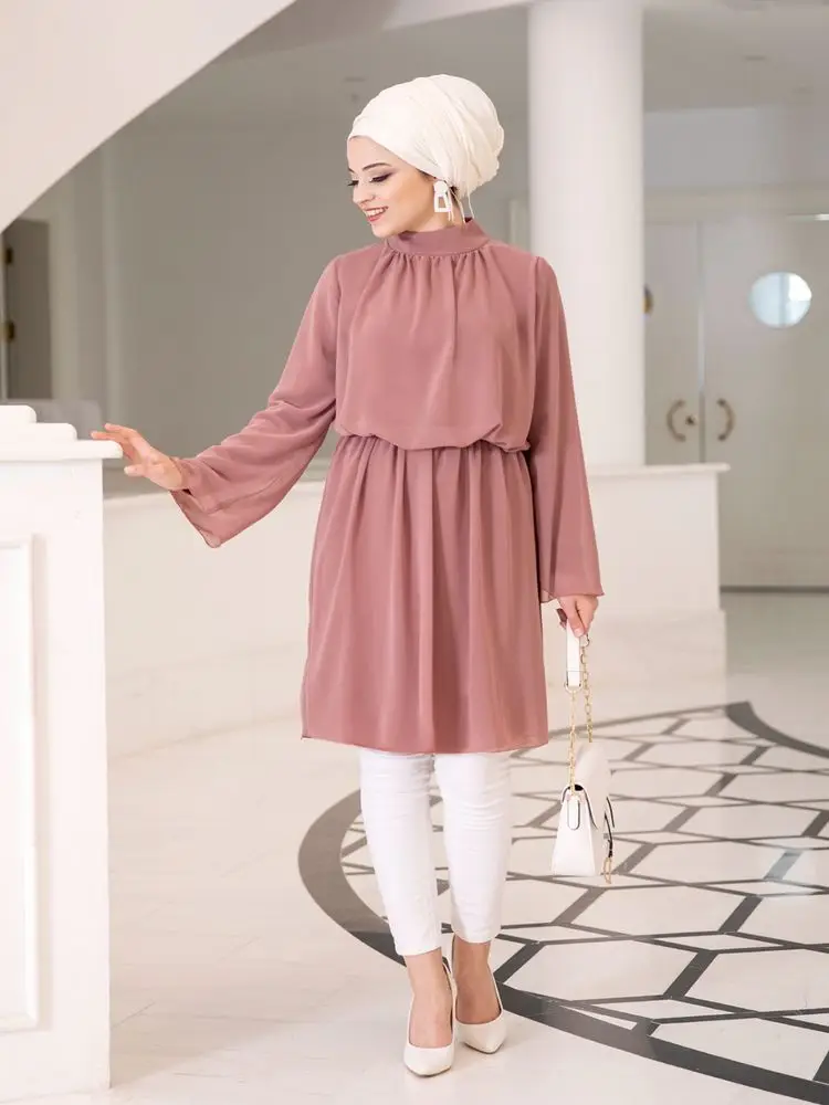 

Eid Mubarak туника топ удобный тонкий Кафтан Дубай абайя Турция мусульманский модный головной платок платье Топ мусульманская одежда абайя