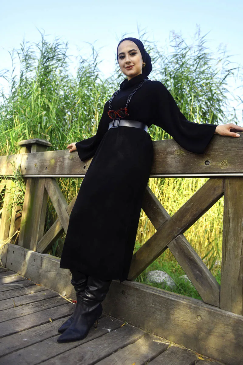 Женский трикотажный костюм с поясом, длинное платье в мусульманском стиле, модная одежда в европейском стиле Абая, велюр, марокканский длин...