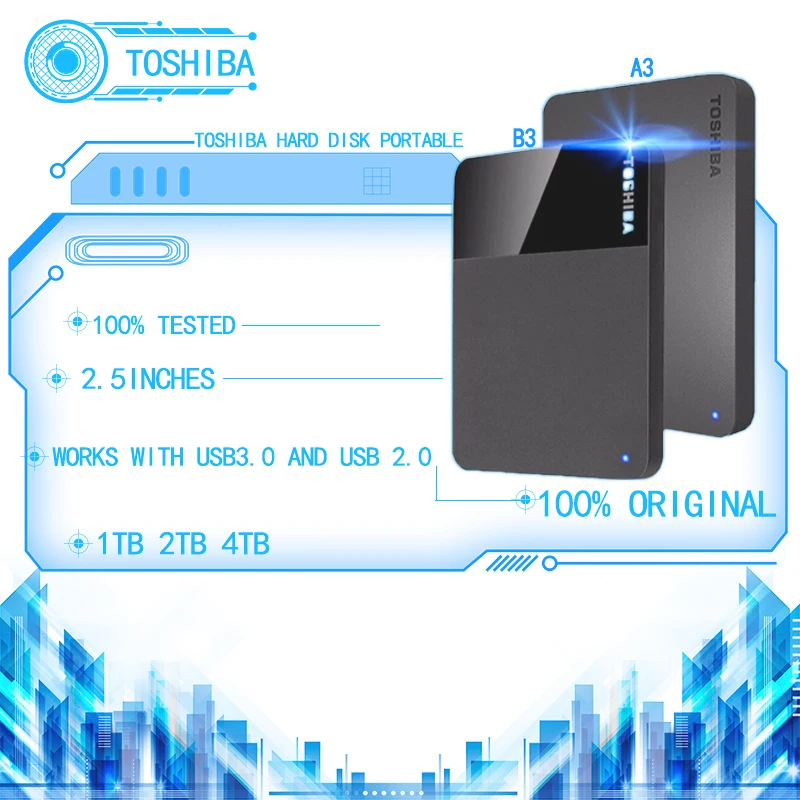 

New Toshiba Hard Disk Portable 1TB 2TB 4TB Laptops External Hard Drive disco duro externo A3 HDD 2.5 Harddisk Free shipping